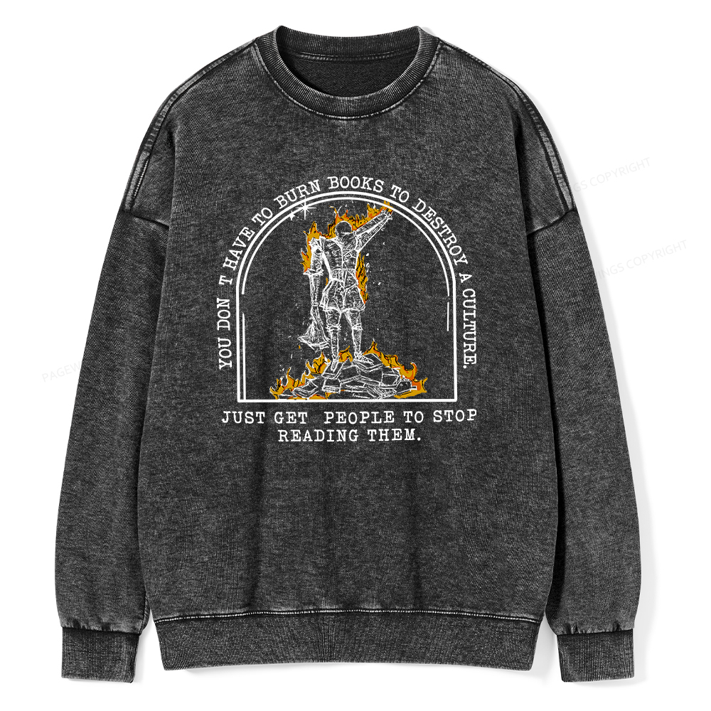 Pagewings Book Lovers Shirts, Literary Gift Unisex Washed Sweatshirt