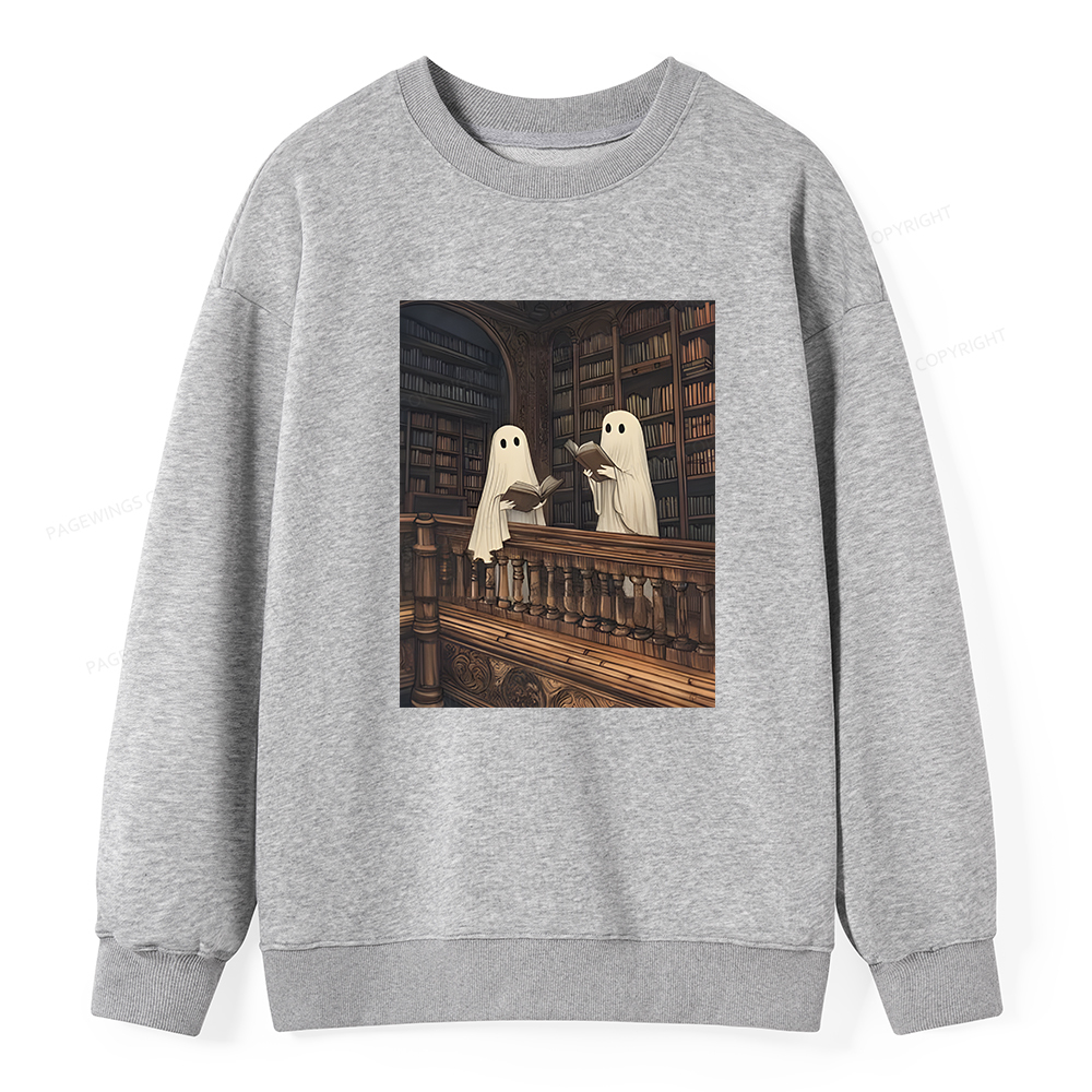 Pagewings Halloween Ghost Reading Unisex Classic Sweatshirt