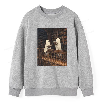 Pagewings Halloween Ghost Reading Unisex Classic Sweatshirt