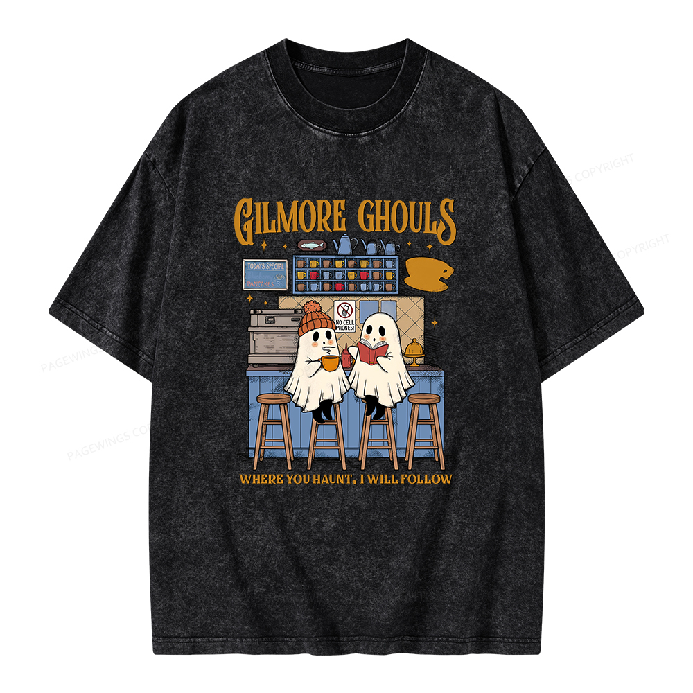 Pagewings Gilmore Ghouls Unisex Washed T-shirt