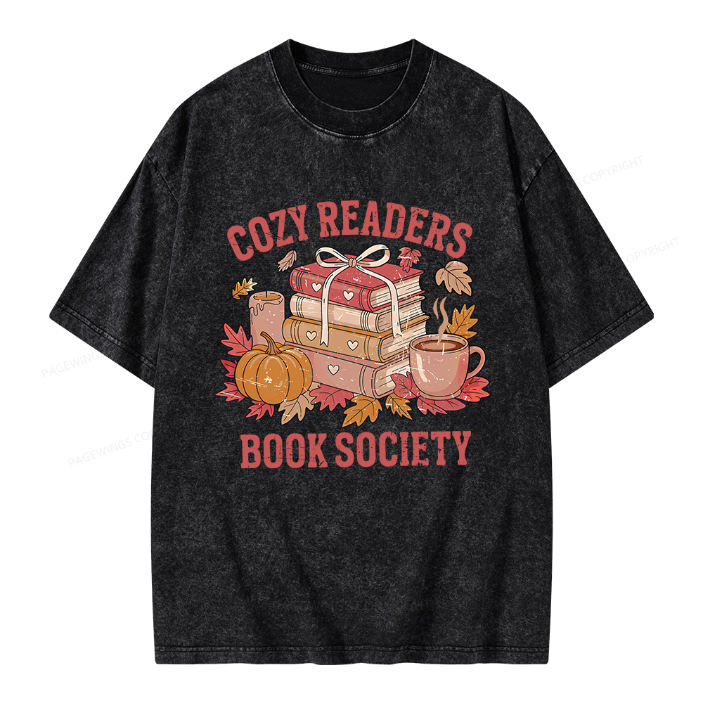 Pagewings Cozy Readers Book Society Unisex Washed T-shirt