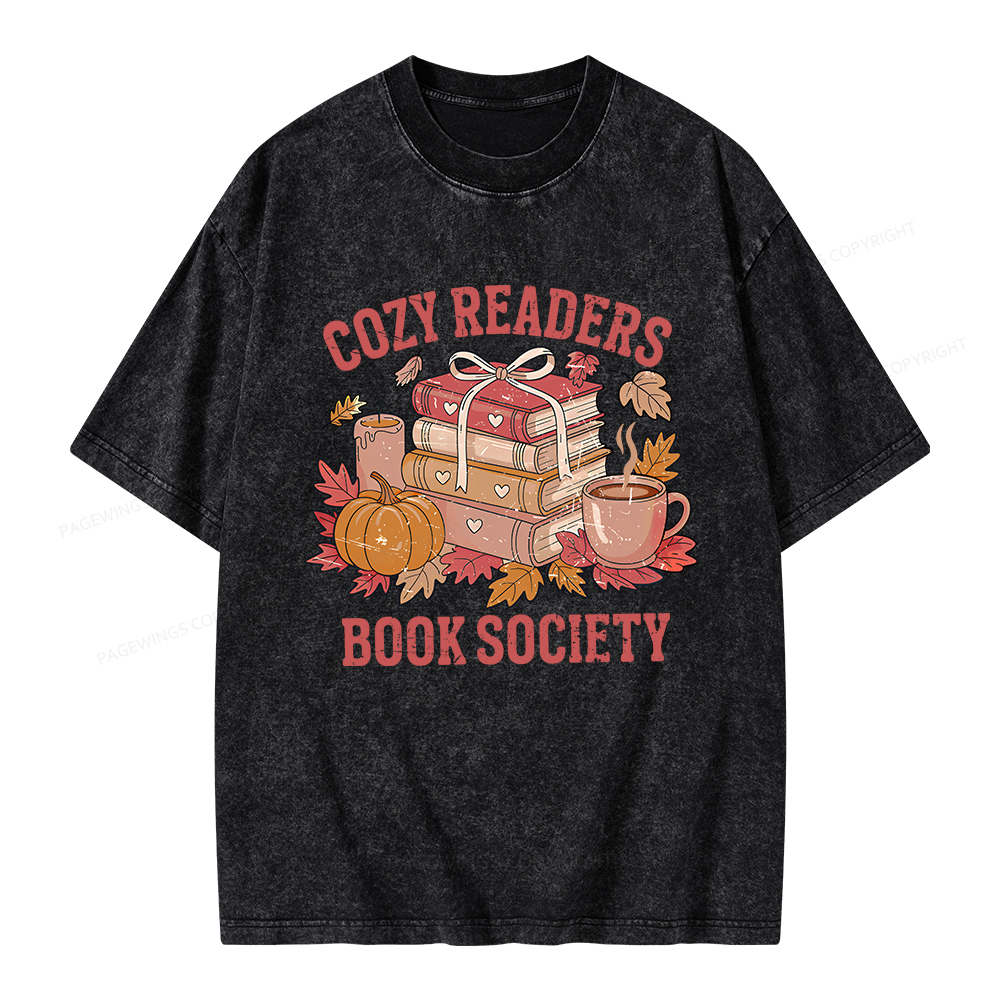Pagewings Cozy Readers Book Society Unisex Washed T-shirt