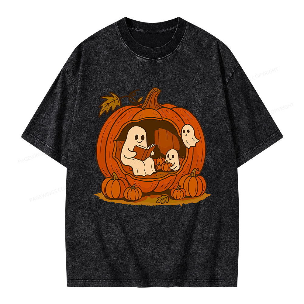 Pagewings Pumpkin Reading Nook Unisex Washed T-shirt