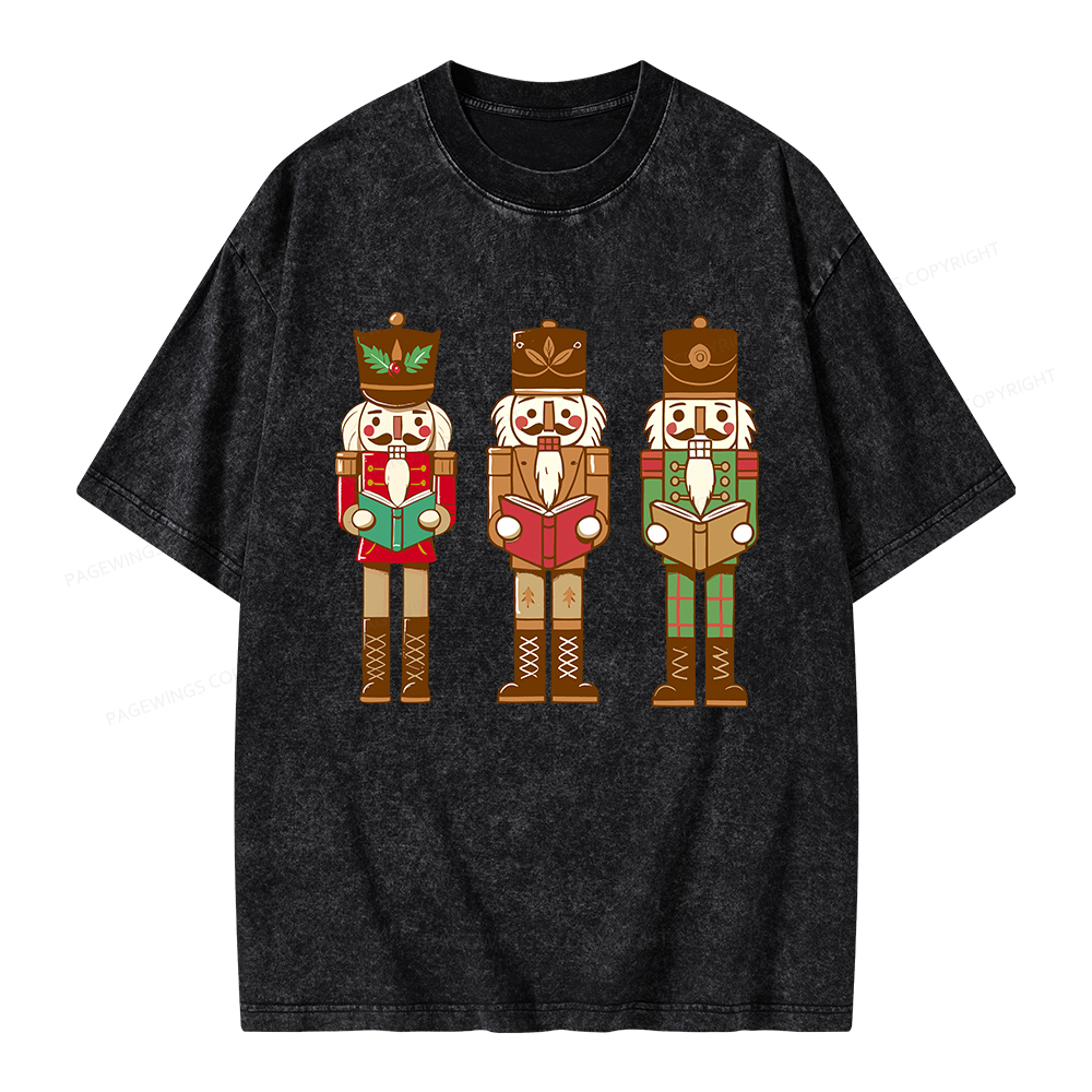 Pagewings Christmas Nutcracker Reading Books Unisex Washed T-shirt