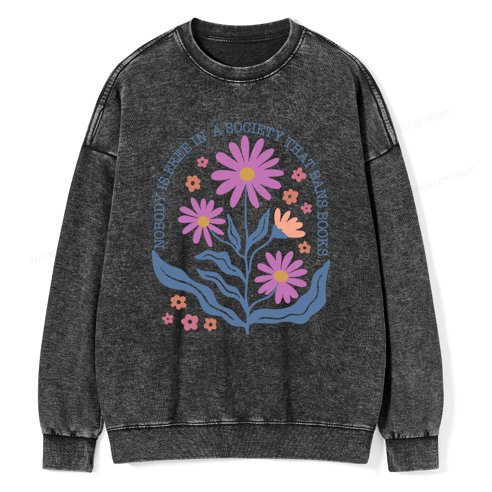 Pagewings Read Banned Books Shirt, Social Justice Gift Unisex Washed Sweatshirt