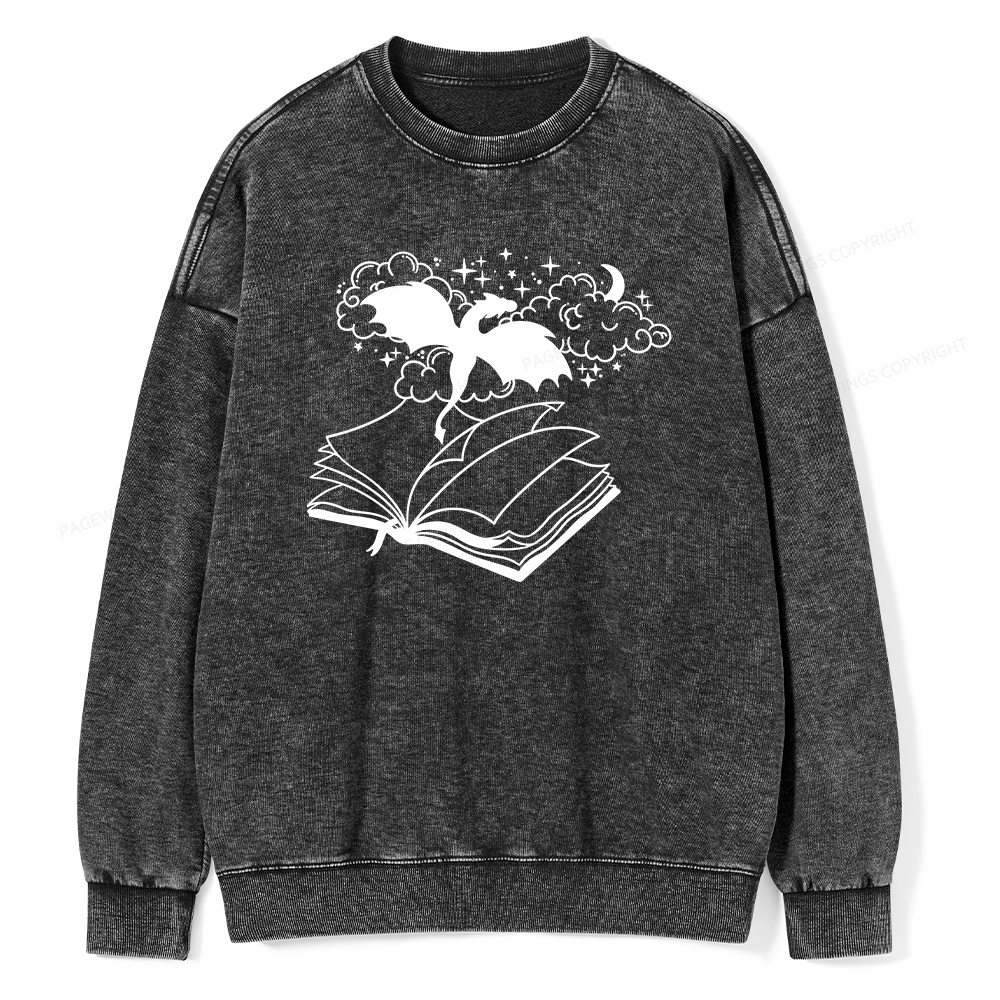Pagewings Dragon Book Unisex Tee Unisex Washed Sweatshirt