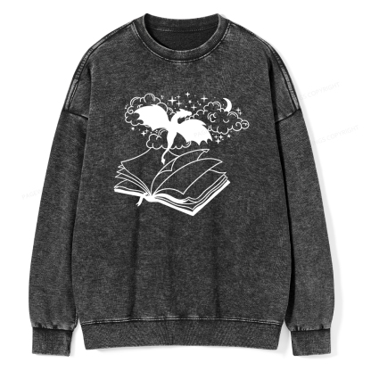Pagewings Dragon Book Unisex Tee Unisex Washed Sweatshirt