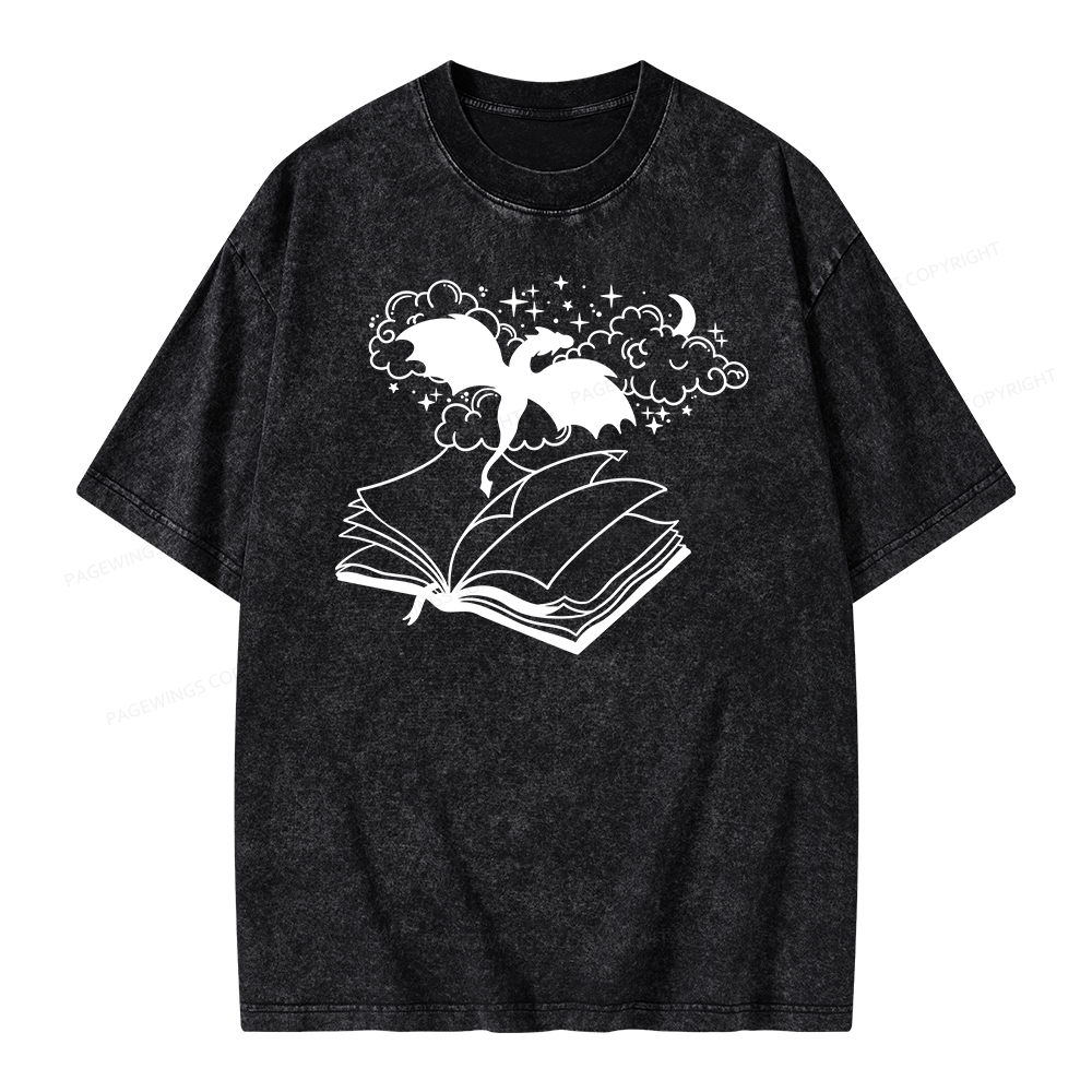 Pagewings Dragon Book Unisex Tee Unisex Washed T-shirt