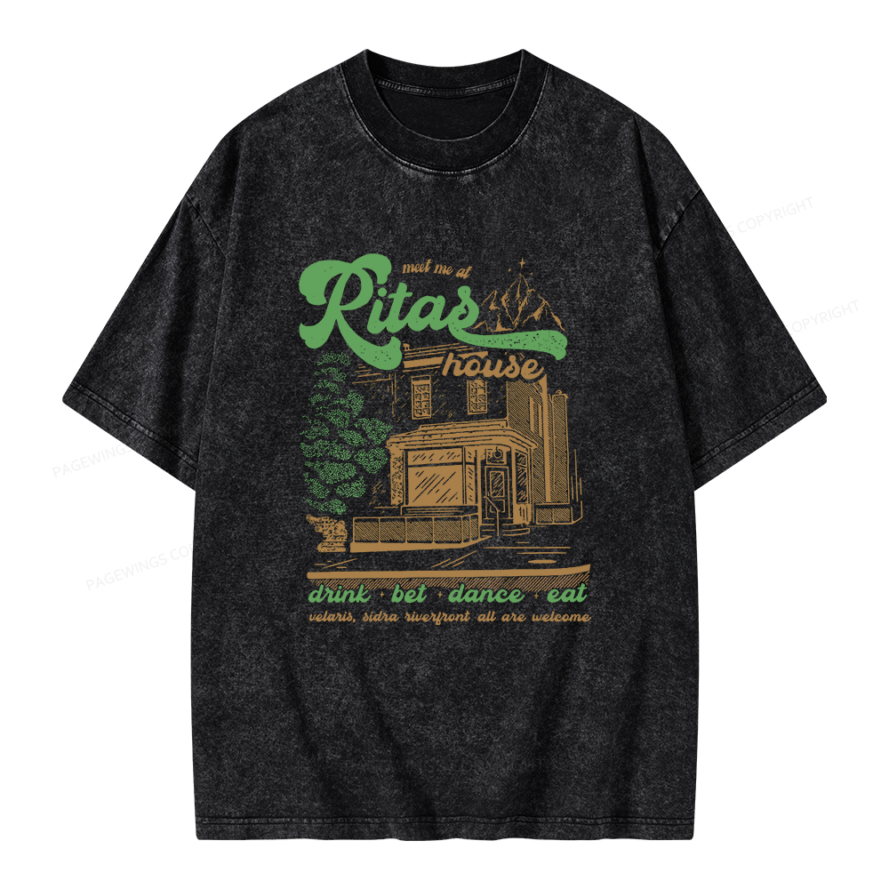 Pagewings Rita's Bar Unisex Washed T-shirt