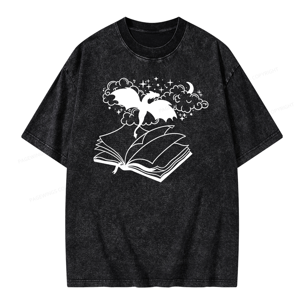 Pagewings Dragon Book Unisex Tee Unisex Washed T-shirt