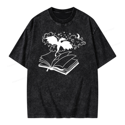 Pagewings Dragon Book Unisex Tee Unisex Washed T-shirt