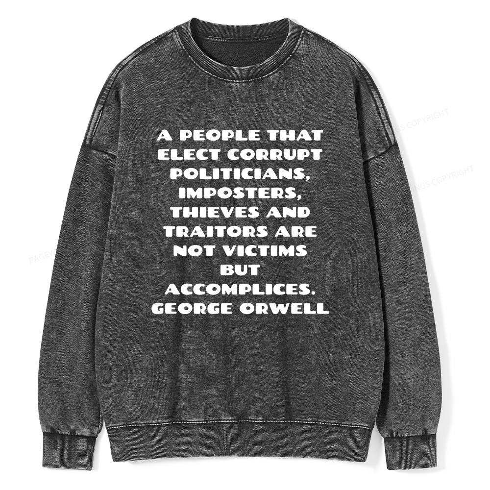 Pagewings A People That Elect Corrupt Politicians Unisex Washed Sweatshirt
