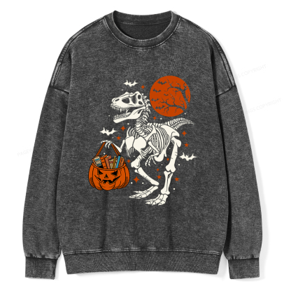 Pagewings Dinosaur Halloween Unisex Washed Sweatshirt