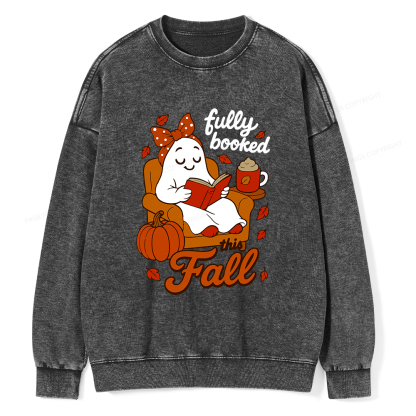 Pagewings All Booked For Fall Unisex Washed Sweatshirt