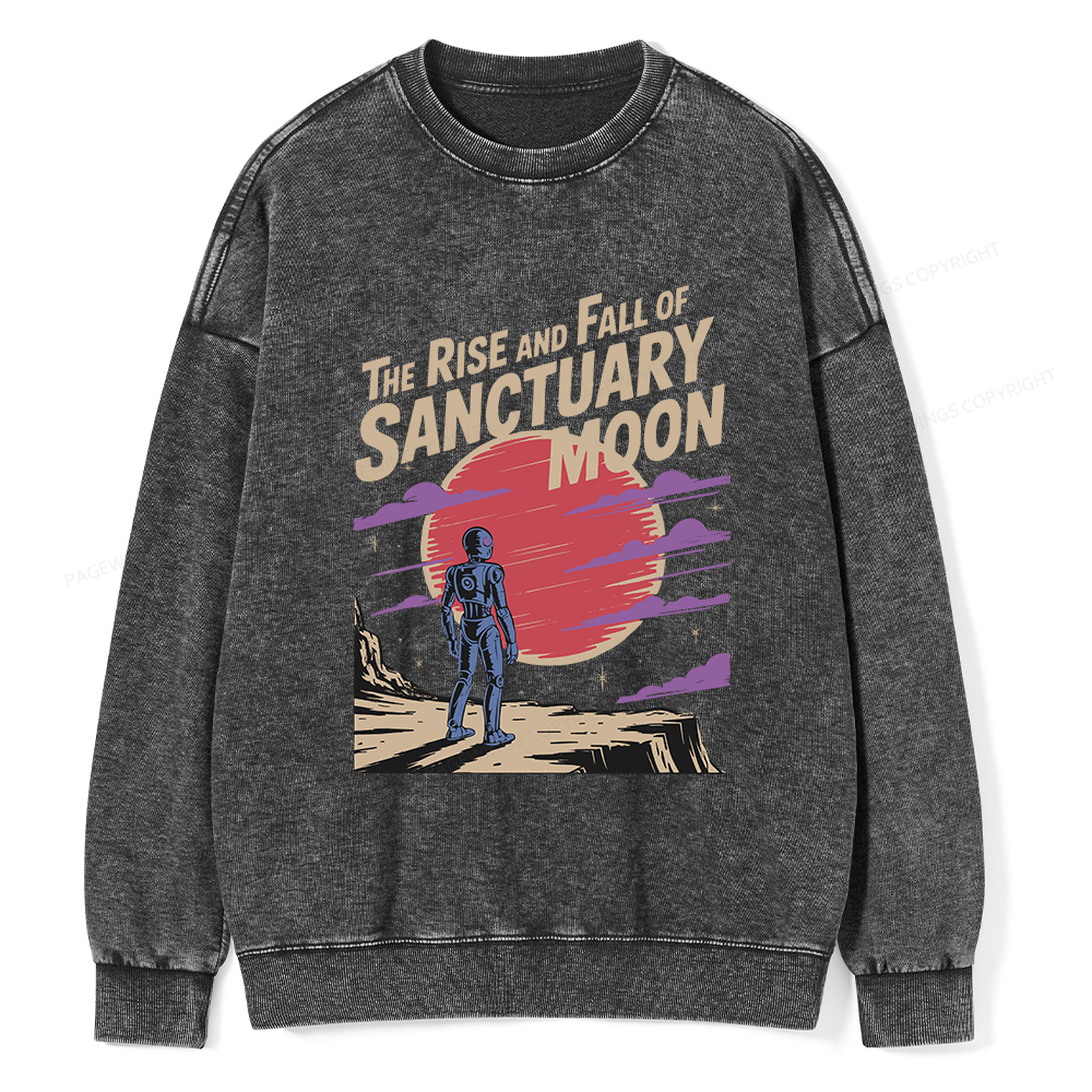 Pagewings The Rise And Fall Of Sanctuary Moon Unisex Washed Sweatshirt