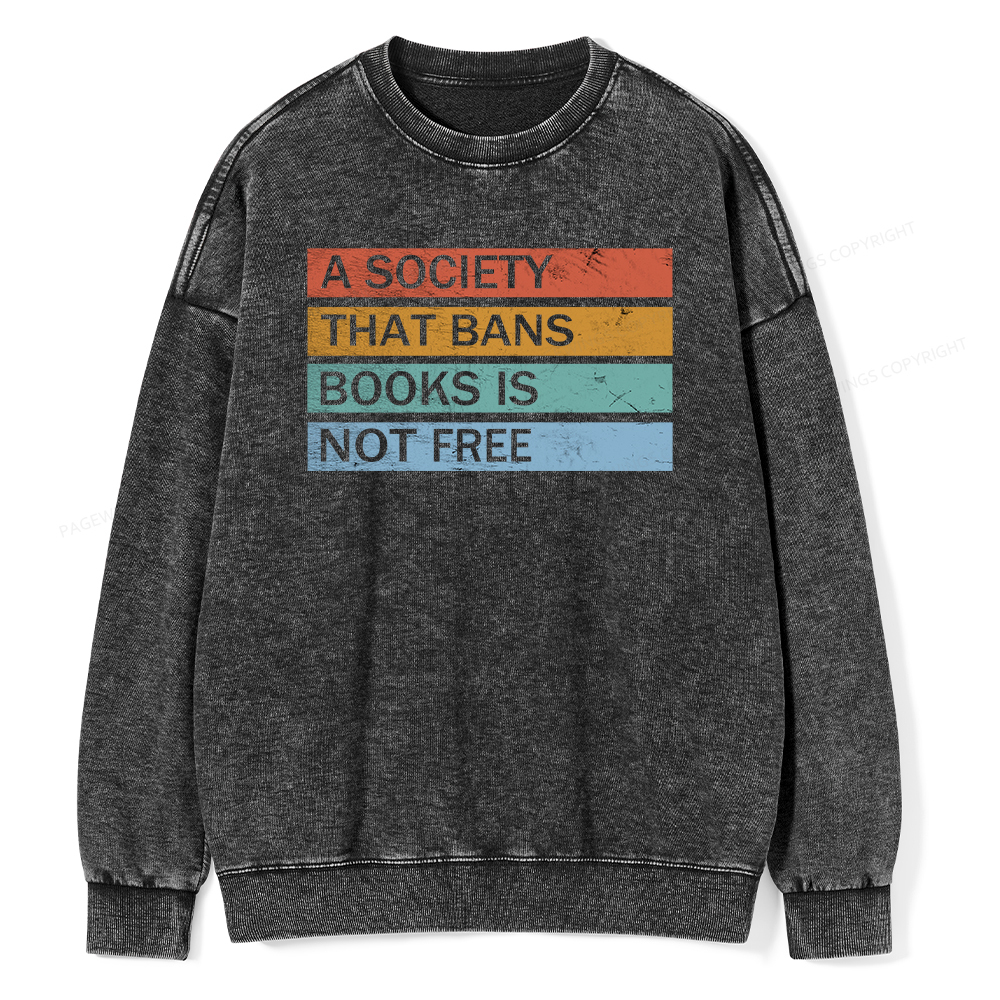 Pagewings Banned Books Shirt, Read Banned Books Unisex Washed Sweatshirt