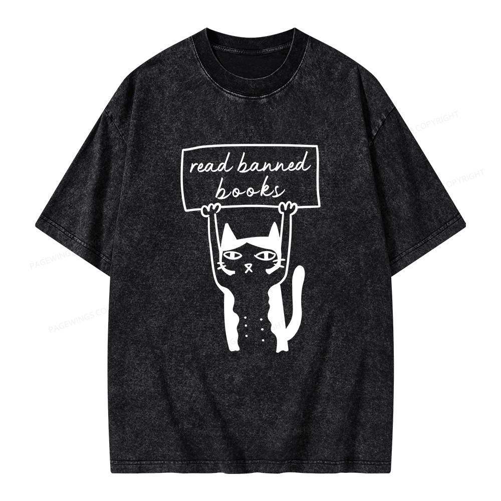 Pagewings Read Banned Books Unisex Washed T-shirt
