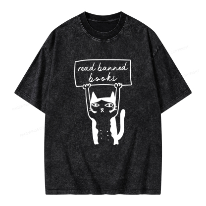 Pagewings Read Banned Books Unisex Washed T-shirt