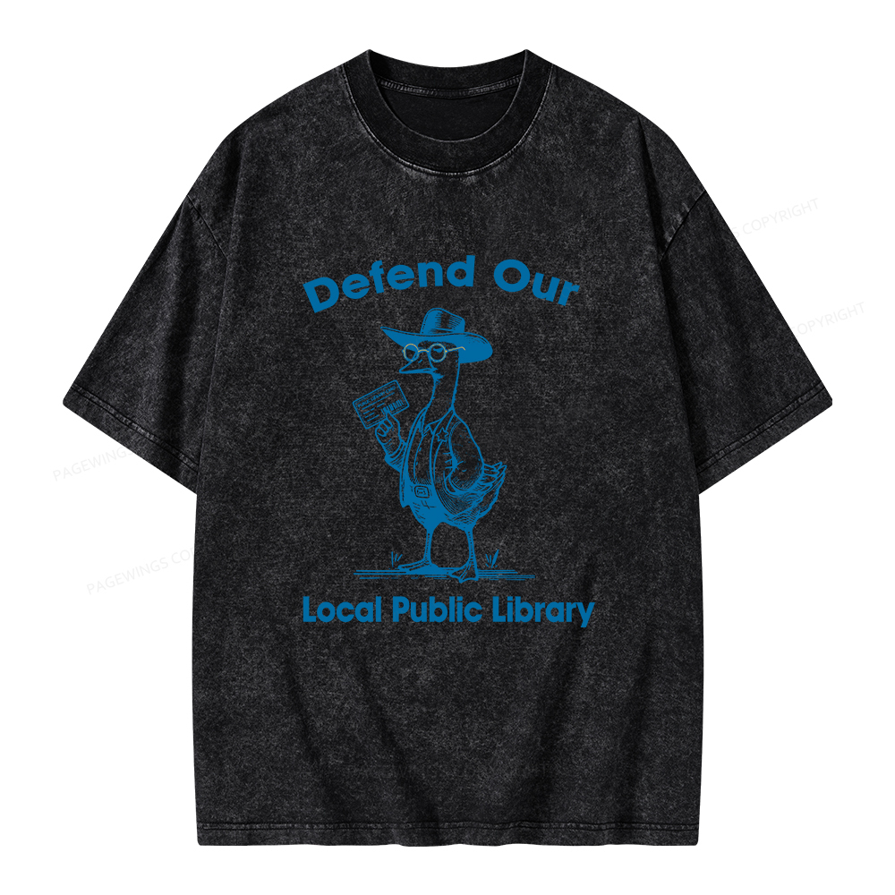Pagewings Defend Our Public Library Unisex Washed T-shirt