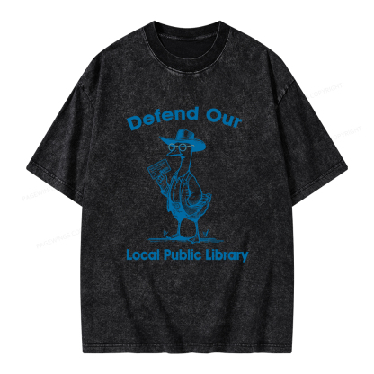 Pagewings Defend Our Public Library Unisex Washed T-shirt