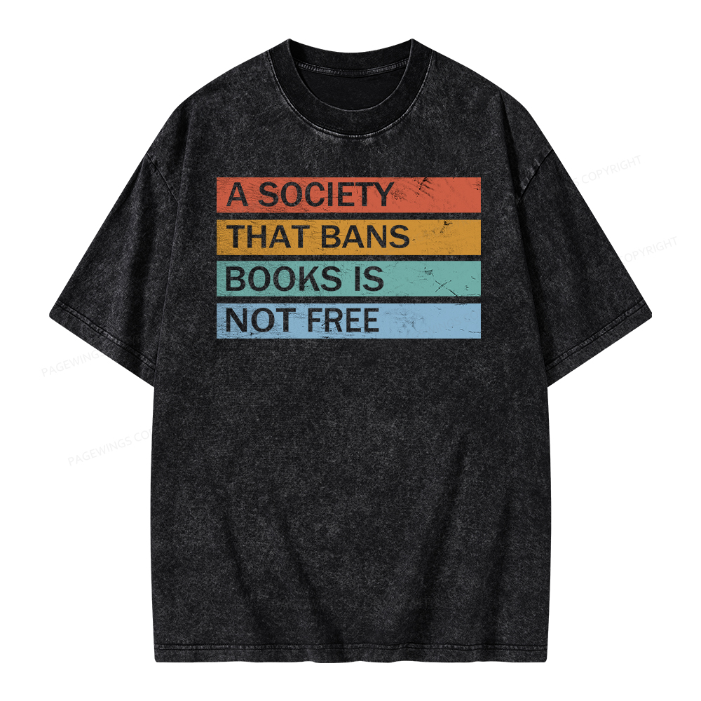 Pagewings Banned Books Shirt, Read Banned Books Unisex Washed T-shirt