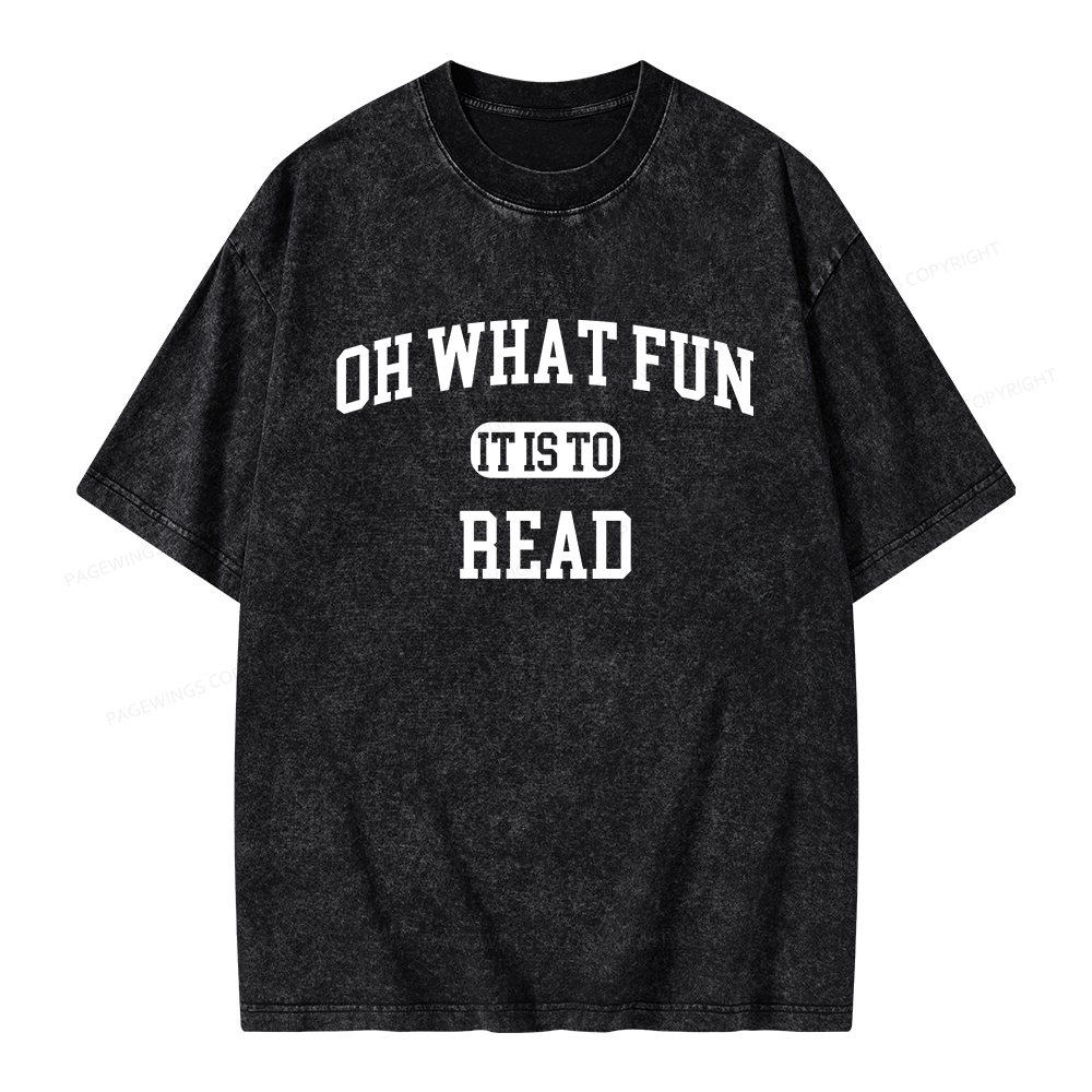 Pagewings Oh What Fun It Is To Read Unisex Washed T-shirt