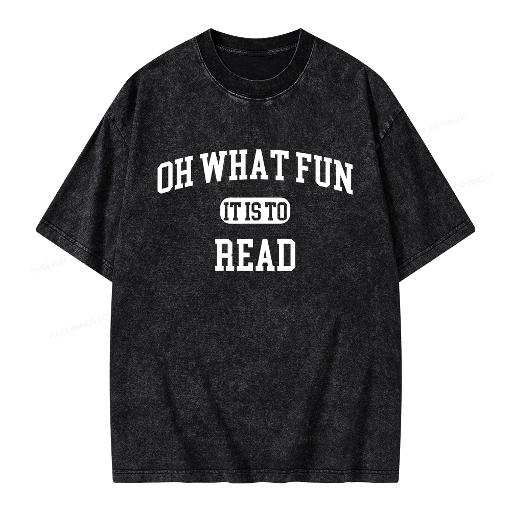 Pagewings Oh What Fun It Is To Read Unisex Washed T-shirt