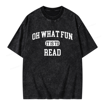 Pagewings Oh What Fun It Is To Read Unisex Washed T-shirt