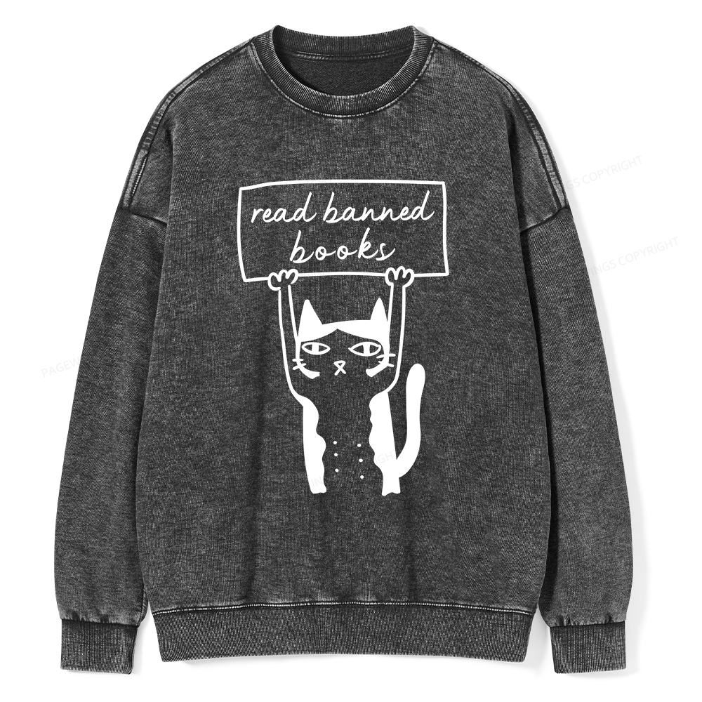 Pagewings Read Banned Books Unisex Washed Sweatshirt