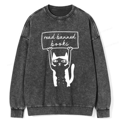 Pagewings Read Banned Books Unisex Washed Sweatshirt