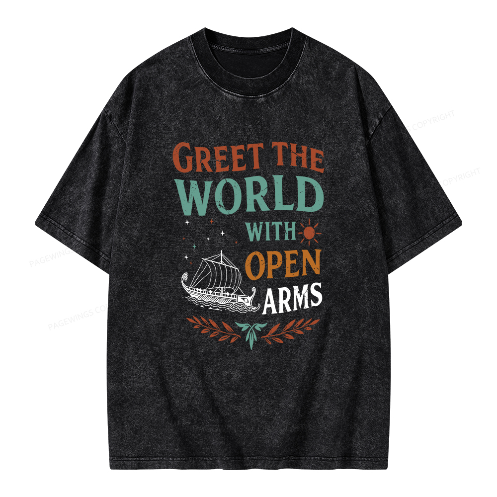 Pagewings Greet the World With Open Arms Unisex Washed T-shirt