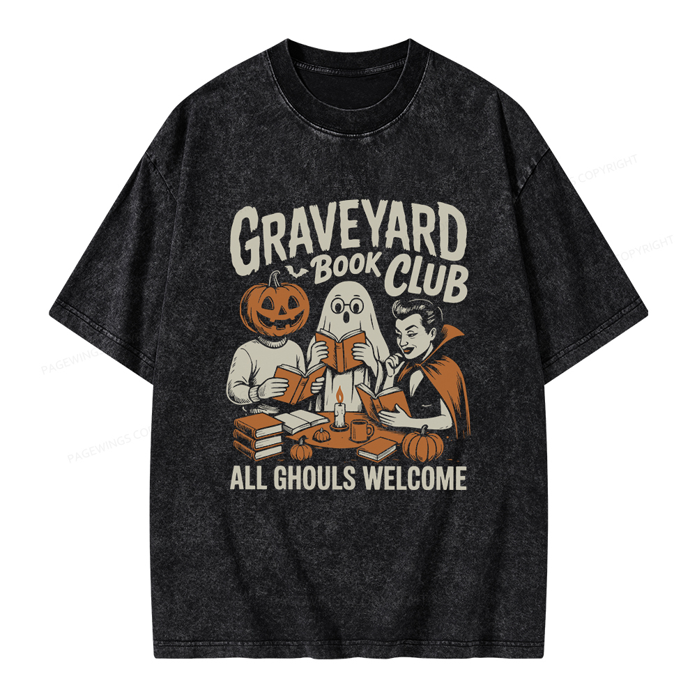 Pagewings Graveyard Book Club Unisex Washed T-shirt