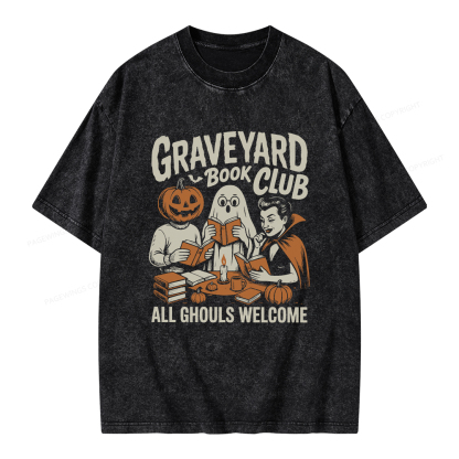 Pagewings Graveyard Book Club Unisex Washed T-shirt