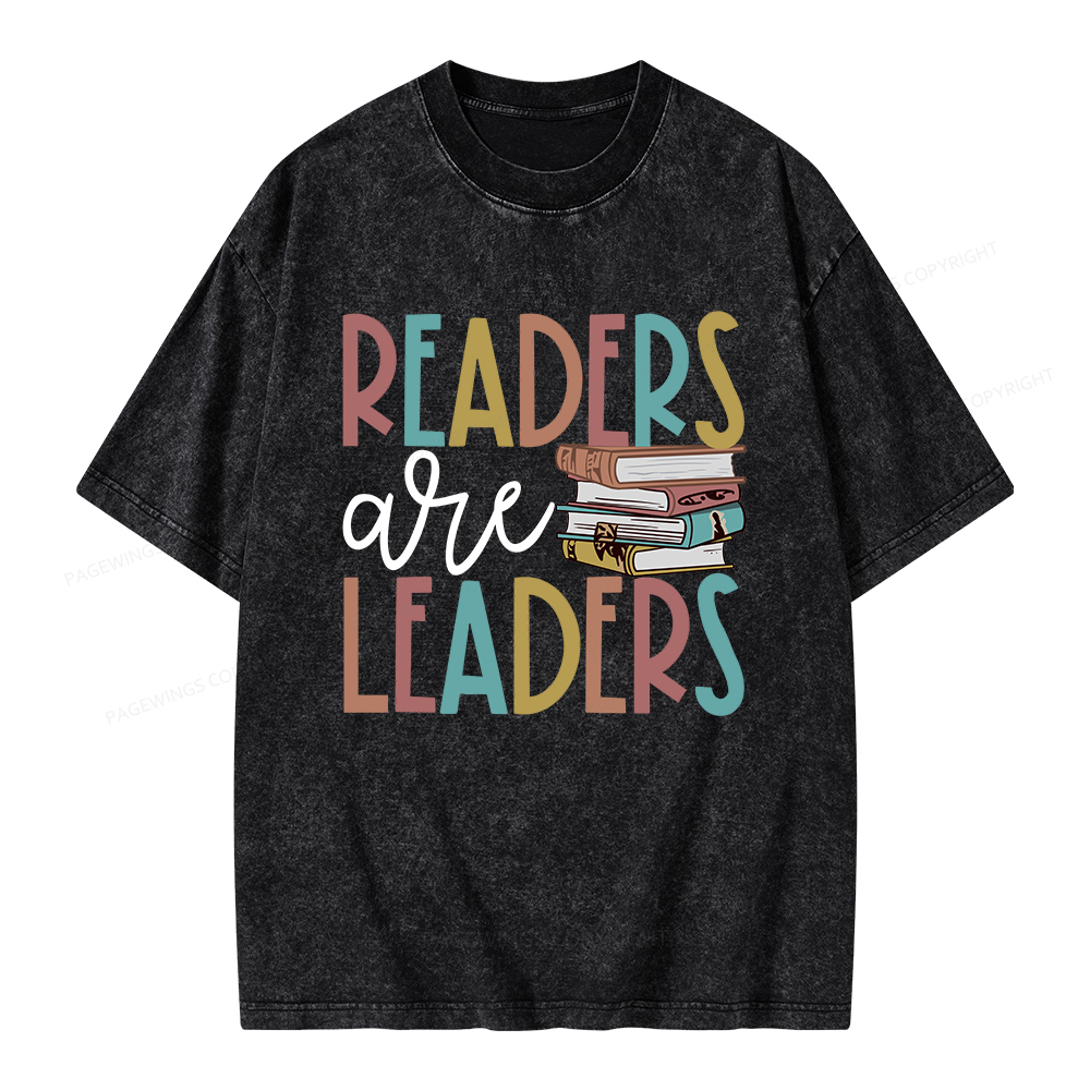 Pagewings Readers Are Leaders Unisex Washed T-shirt
