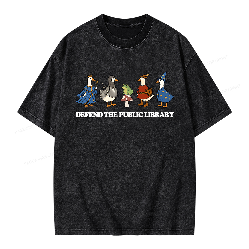 Pagewings Defend The Public Library Unisex Washed T-shirt