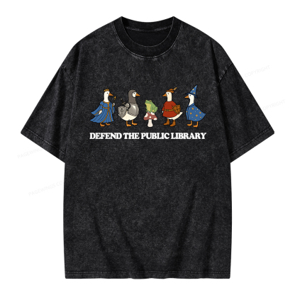 Pagewings Defend The Public Library Unisex Washed T-shirt