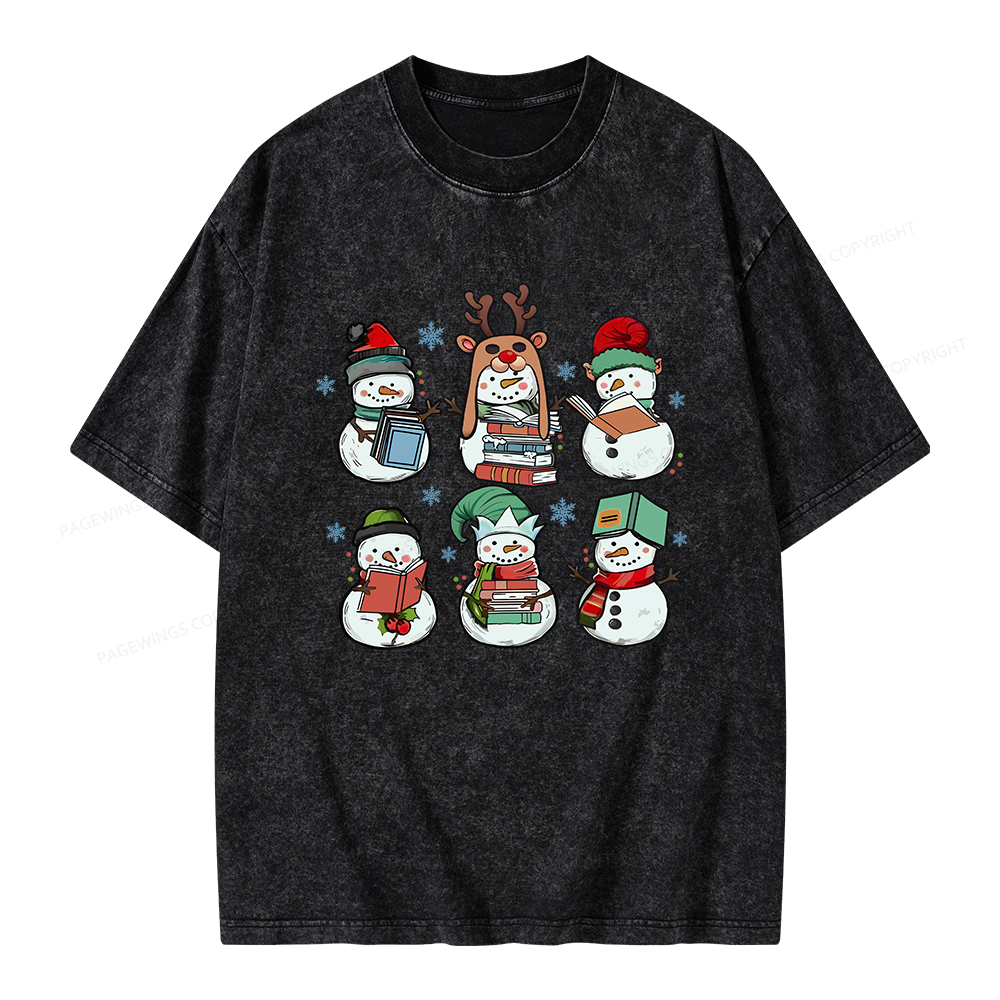 Pagewings Bookish Christmas Unisex Washed T-shirt