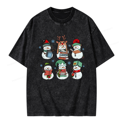 Pagewings Bookish Christmas Unisex Washed T-shirt