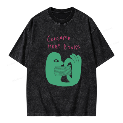 Pagewings Consume More Books Unisex Washed T-shirt
