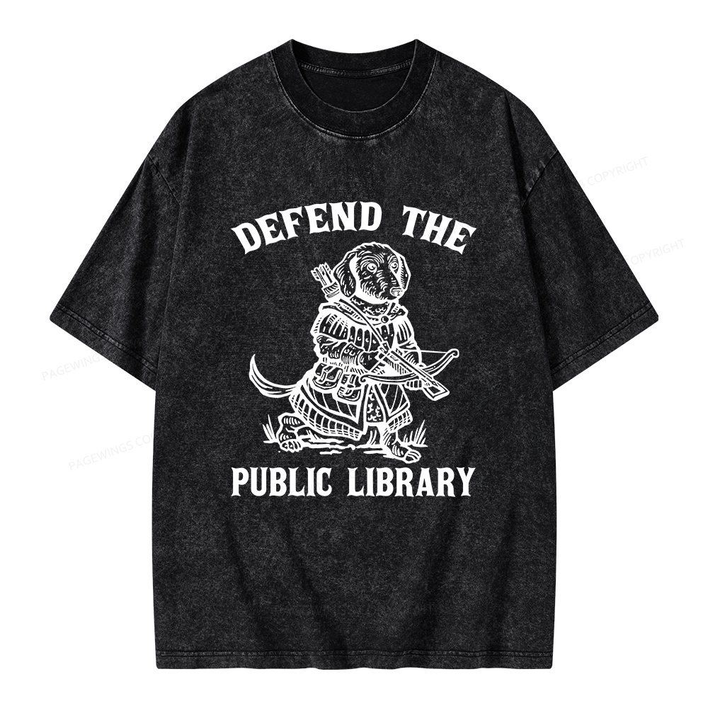 Pagewings Defend The Public Library Unisex Washed T-shirt