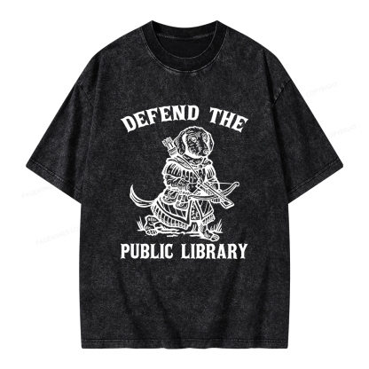 Pagewings Defend The Public Library Unisex Washed T-shirt
