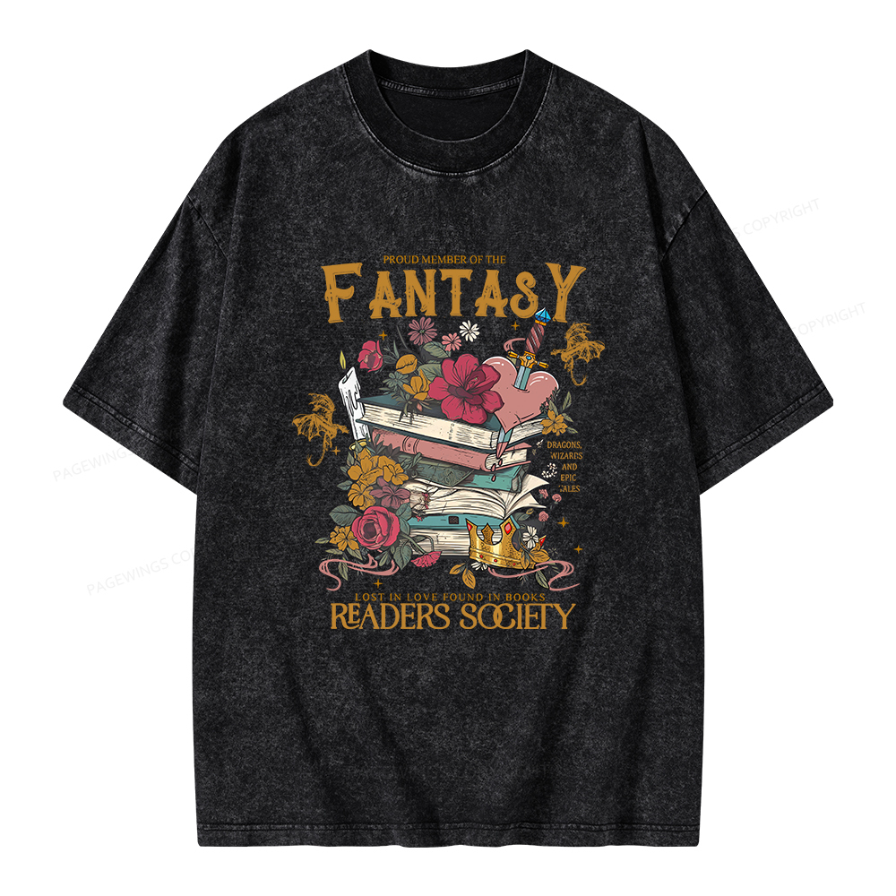 Pagewings Fantasy Readers Society Unisex Washed T-shirt