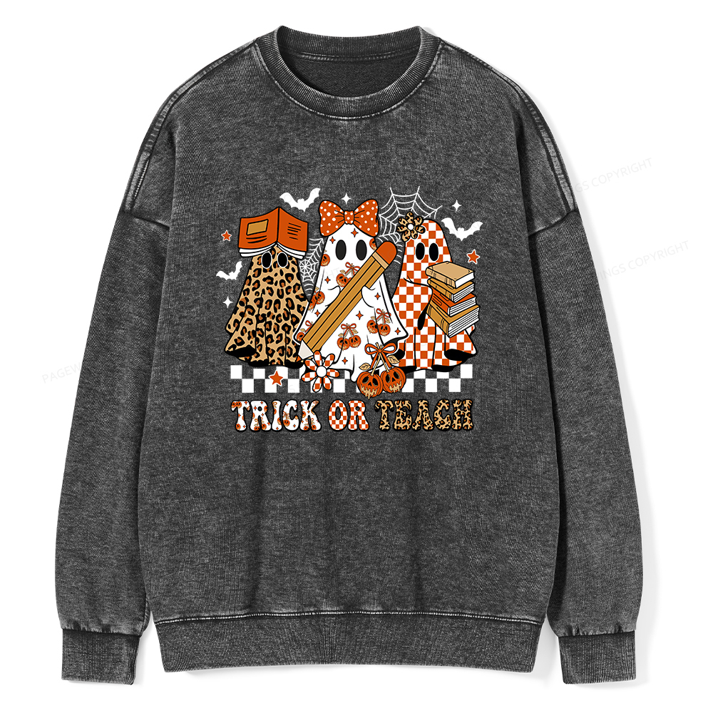 Pagewings Trick or Teach Unisex Washed Sweatshirt