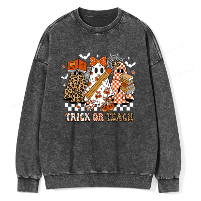 Pagewings Trick or Teach Unisex Washed Sweatshirt