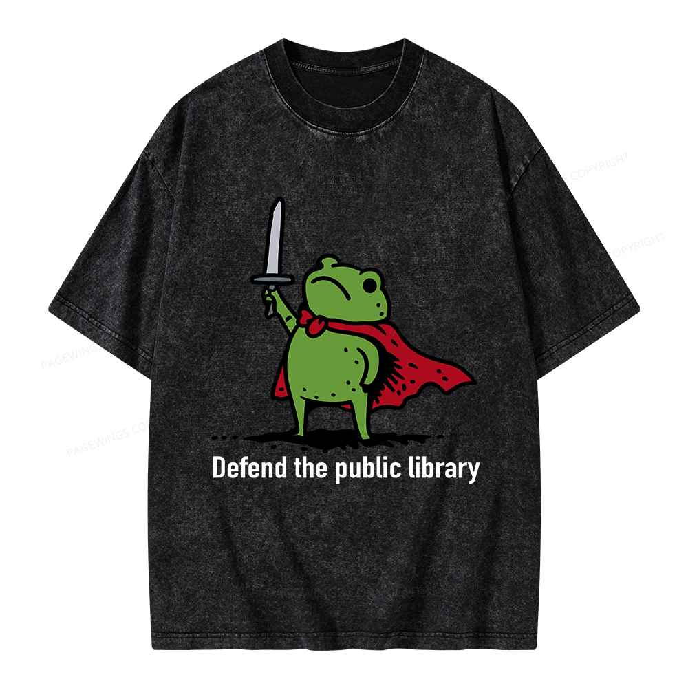 Pagewings Defend The Public Library Unisex Washed T-shirt