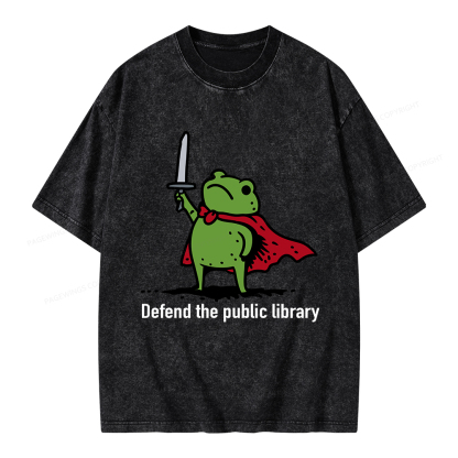 Pagewings Defend The Public Library Unisex Washed T-shirt