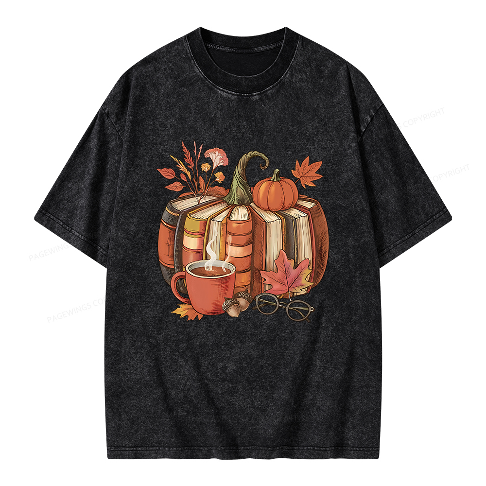 Pagewings Book Pumpkin Unisex Washed T-shirt