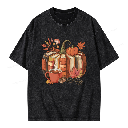 Pagewings Book Pumpkin Unisex Washed T-shirt