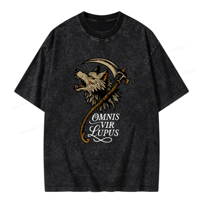 Pagewings Omnis Vir Lupus Unisex Washed T-shirt