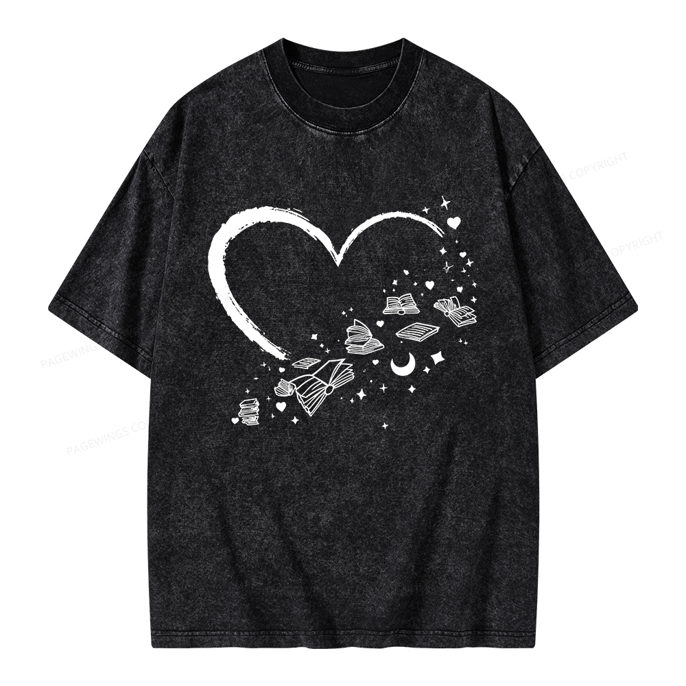 Pagewings Heart Of Books Unisex Washed T-shirt